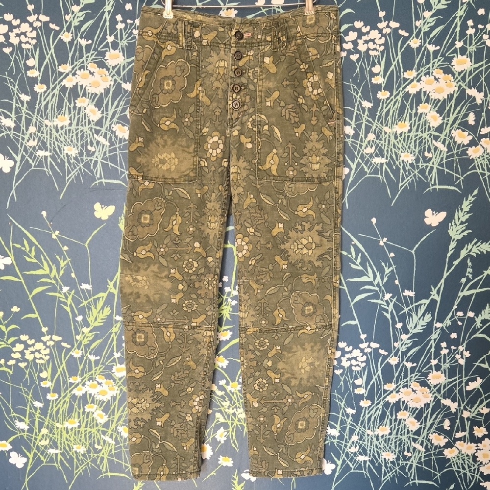 Anthropologie The Wanderer Pants In Green Floral